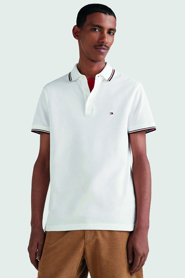 Tommy Hilfiger Polo Yaka Erkek T-shirt BEYAZ