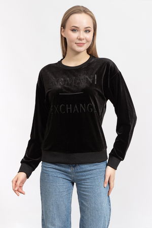 Armani Baskılı Kadife Kadın Sweat SİYAH Armani Baskılı Kadife Kadın Sweat SİYAH