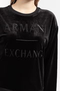 Armani Baskılı Kadife Kadın Sweat SİYAH