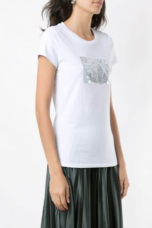 Armani Pul Detaylı Kadın T-shirt BEYAZ Armani Pul Detaylı Kadın T-shirt BEYAZ