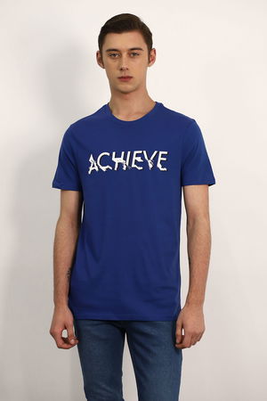 ACHIEVE BASKILI TİŞÖRT koyu saks mavi SAKS ACHIEVE BASKILI TİŞÖRT koyu saks mavi SAKS
