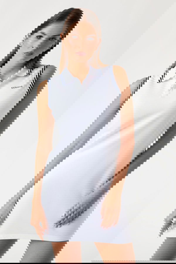 Guess Polo Yaka Kadın Elbise Beyaz