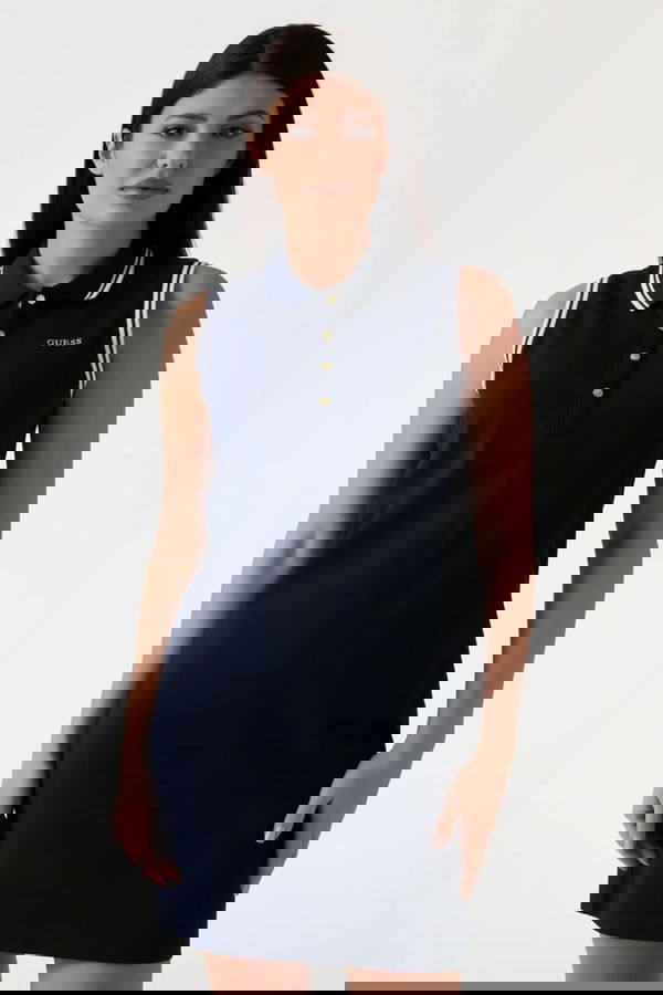 Guess Polo Yaka Kadın Elbise Lacivert