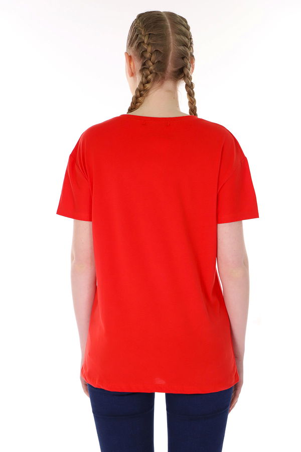 Ananas Baskılı T-shirt Kırmızı Ananas Baskılı T-shirt Kırmızı