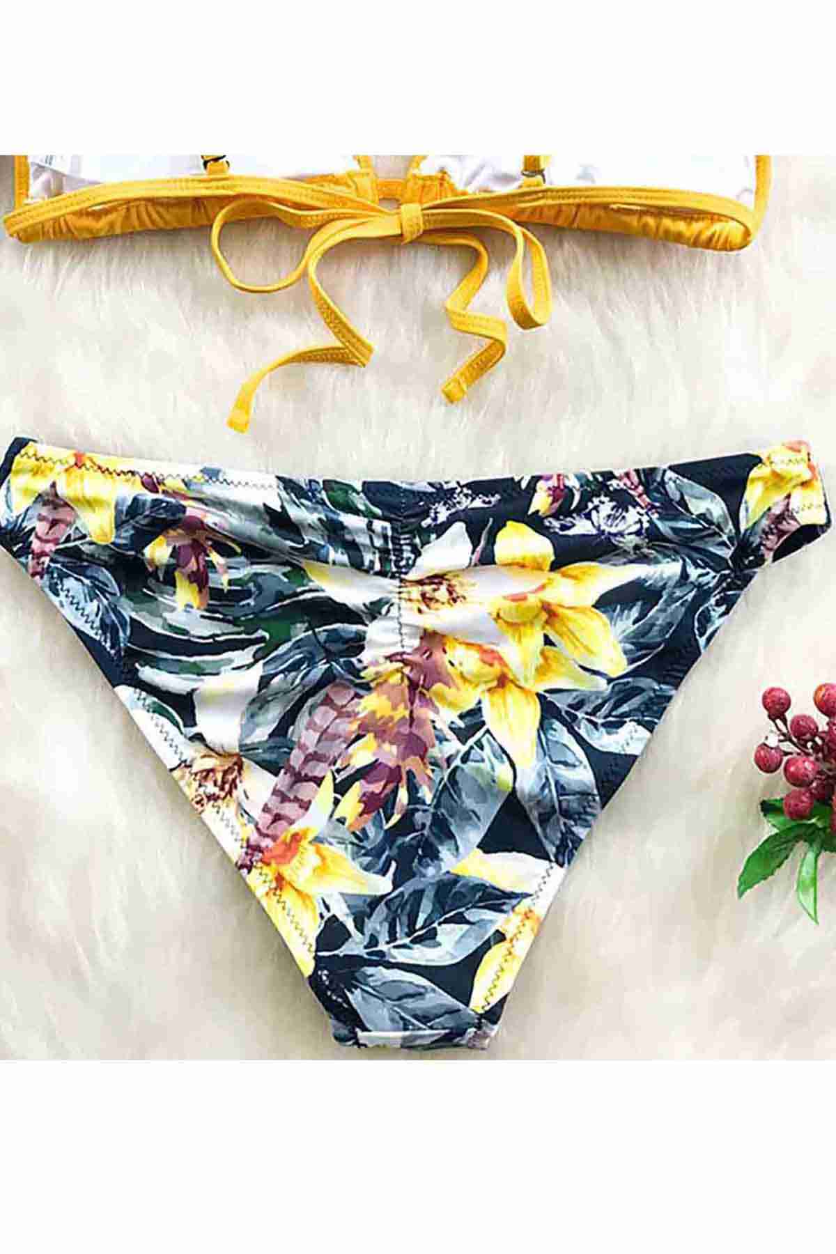 Angelsin Çiçekli Bikini Altı Çok Renkli