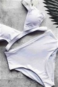 Angelsin Özel Tasarım Yüksek Bel Bikini Takım Beyaz