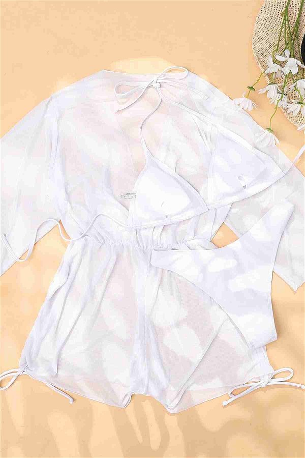 Angelsin Şifon Pareo Plaj Elbisesi Cover Up Kimono