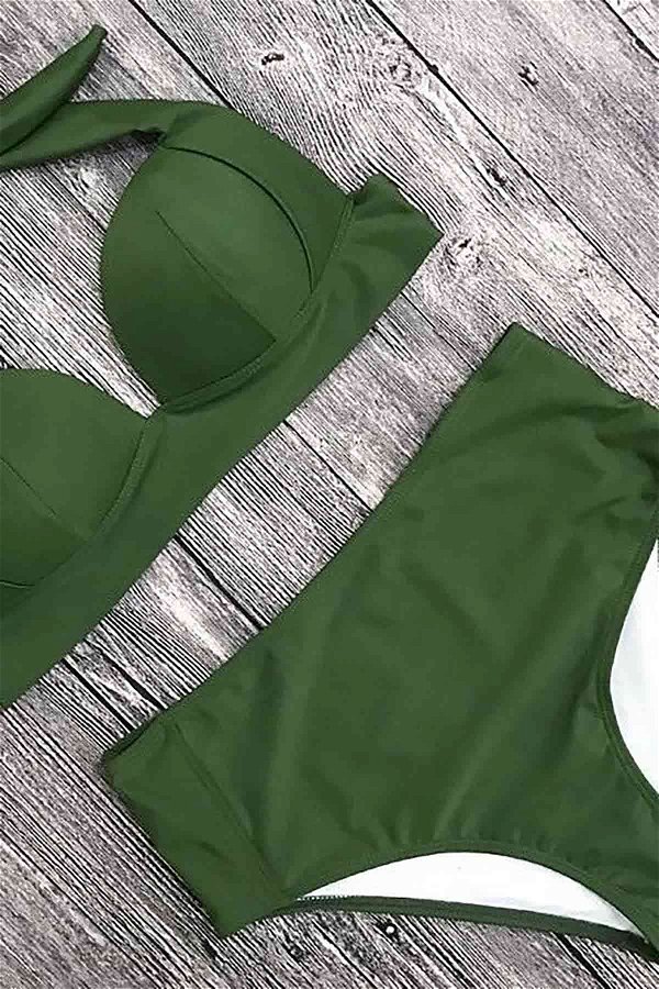 Angelsin Yeşil Yüksek Bel Bikini Takım YEŞİL