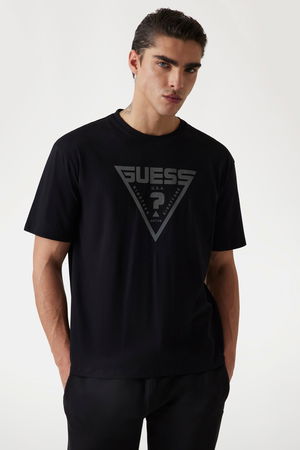 Guess Baskılı Erkek T-shirt Siyah