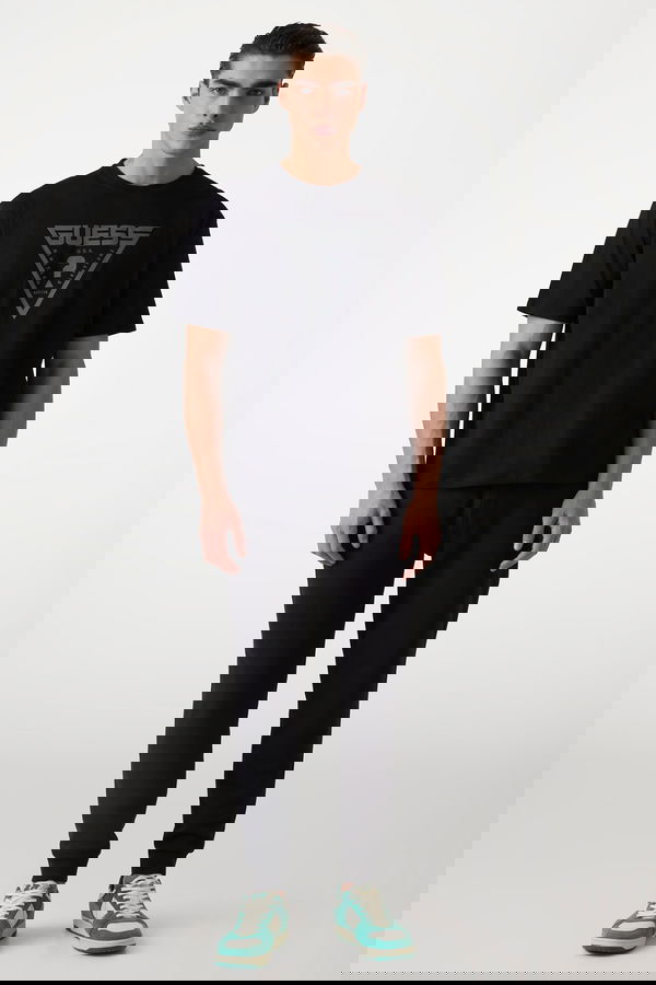 Guess Baskılı Erkek T-shirt Siyah