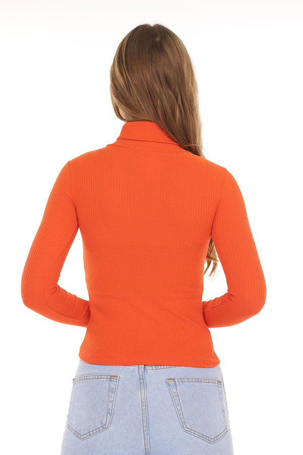 Balıkçı Yaka Fitilli Bluz ORANJ Balıkçı Yaka Fitilli Bluz ORANJ