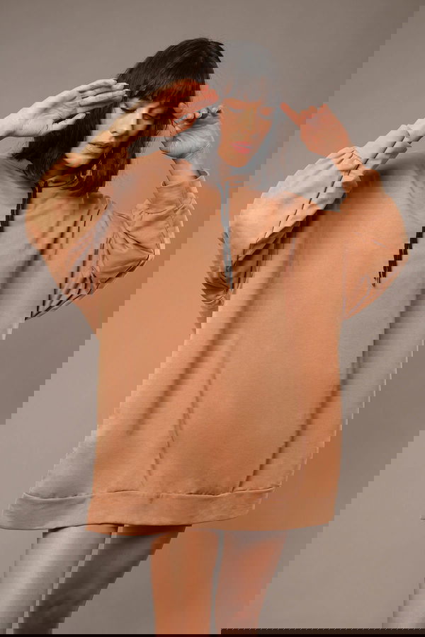 Balon Kol Kapüşonlu Sweat CAMEL Balon Kol Kapüşonlu Sweat CAMEL