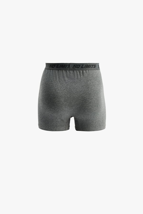 Koton Baskılı Bel Detaylı Pamuklu Basic 3lü Boxer Seti GRİ