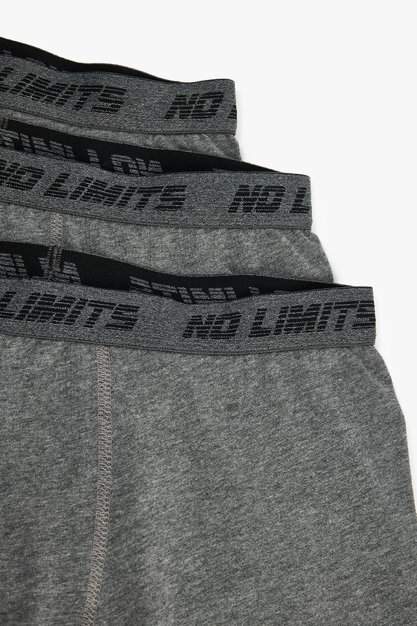 Koton Baskılı Bel Detaylı Pamuklu Basic 3lü Boxer Seti GRİ