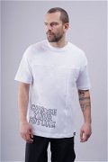 Baskılı Bisiklet Yaka Oversize T-shirt Beyaz