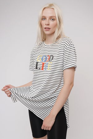 Gabria Baskılı Çizgili T-shirt Gabria Baskılı Çizgili T-shirt
