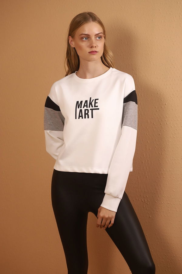 Make Baskılı Sweat Beyaz Make Baskılı Sweat Beyaz