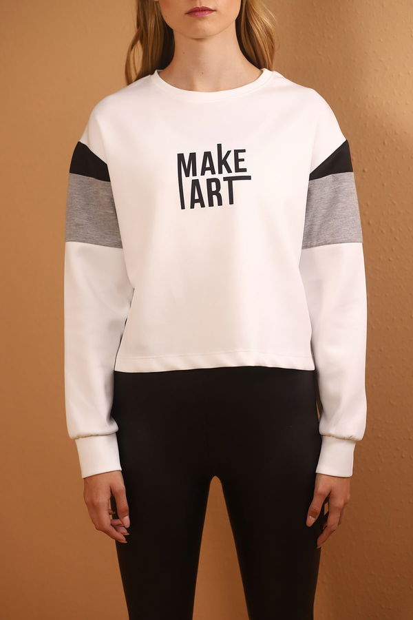 Make Baskılı Sweat Beyaz Make Baskılı Sweat Beyaz