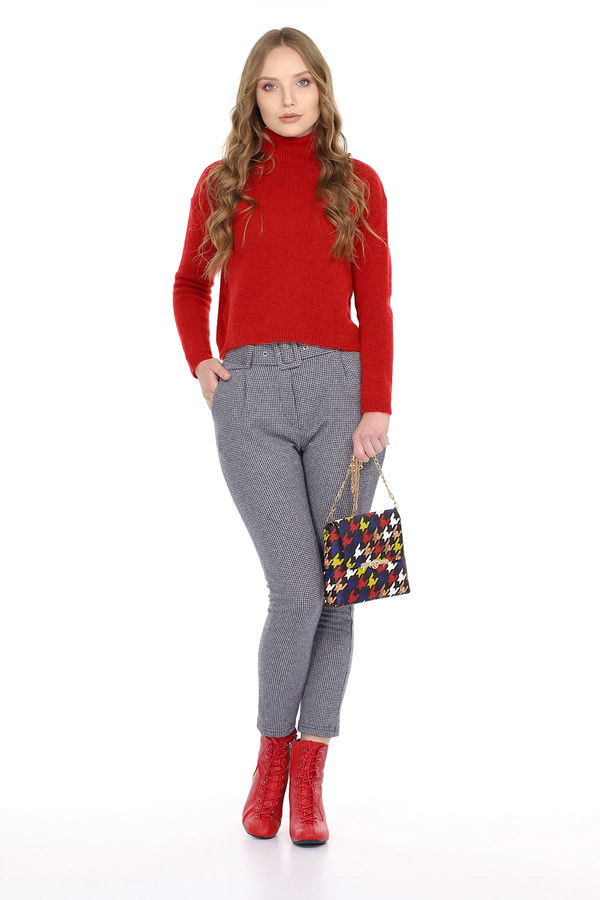 Bel Kemerli Ekose Pantolon LACI-EKRU Bel Kemerli Ekose Pantolon LACI-EKRU