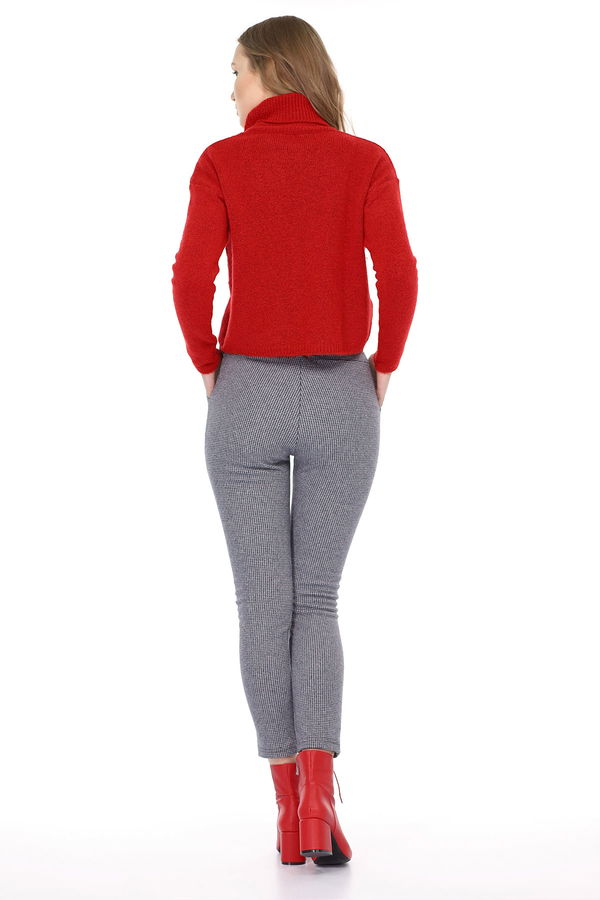 Bel Kemerli Ekose Pantolon LACI-EKRU Bel Kemerli Ekose Pantolon LACI-EKRU