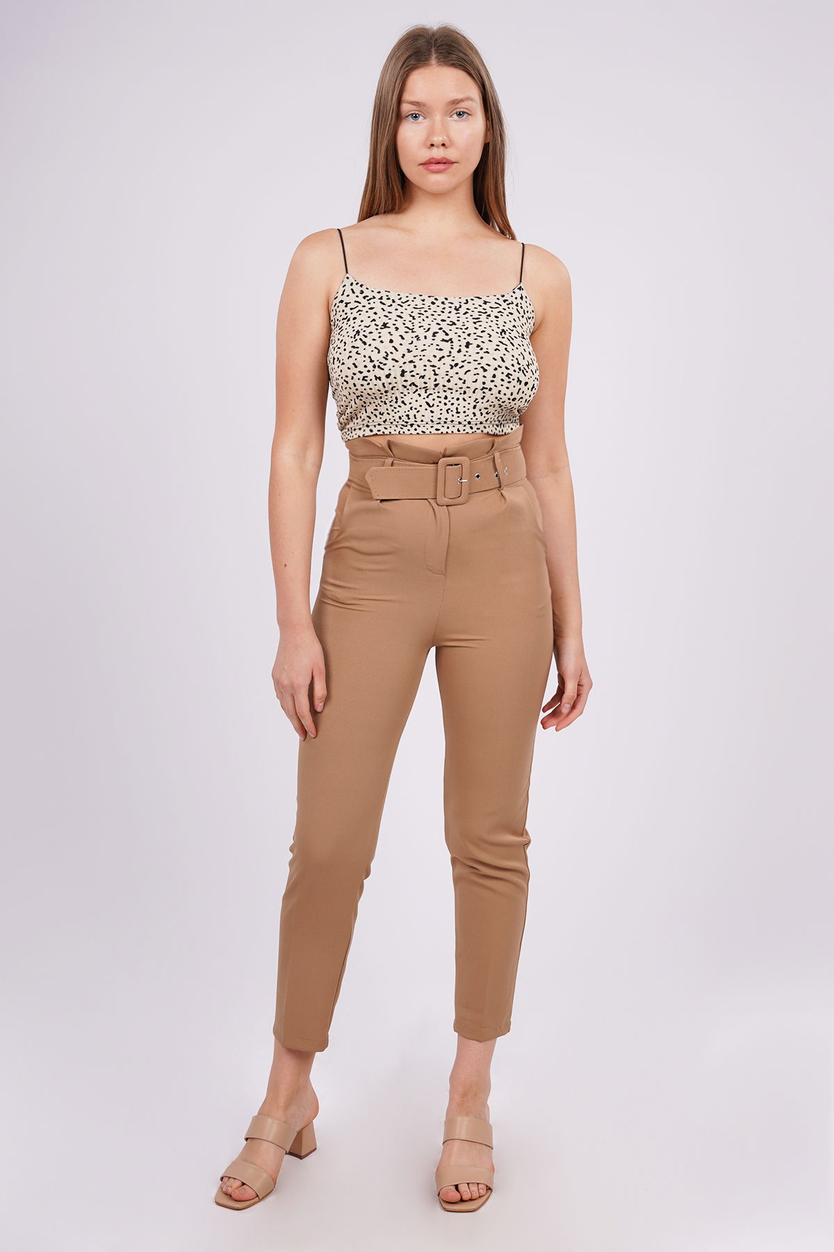 Gabria Bel Kemerli Pantolon CAMEL