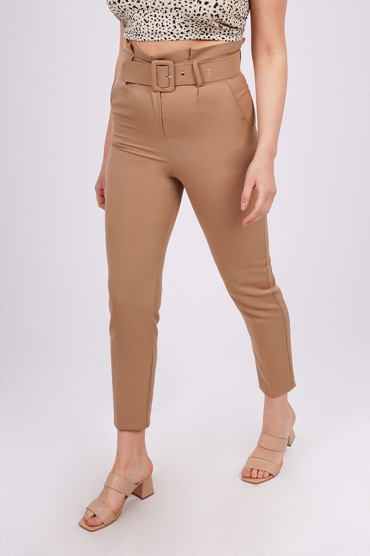 Gabria Bel Kemerli Pantolon CAMEL