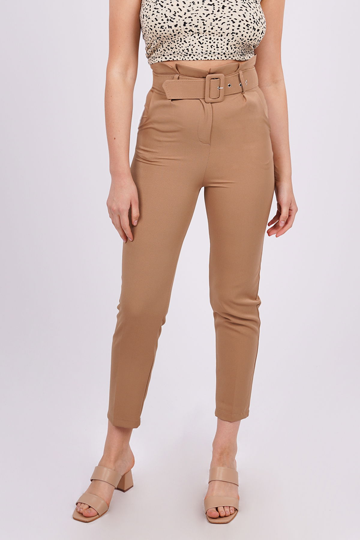 Gabria Bel Kemerli Pantolon CAMEL