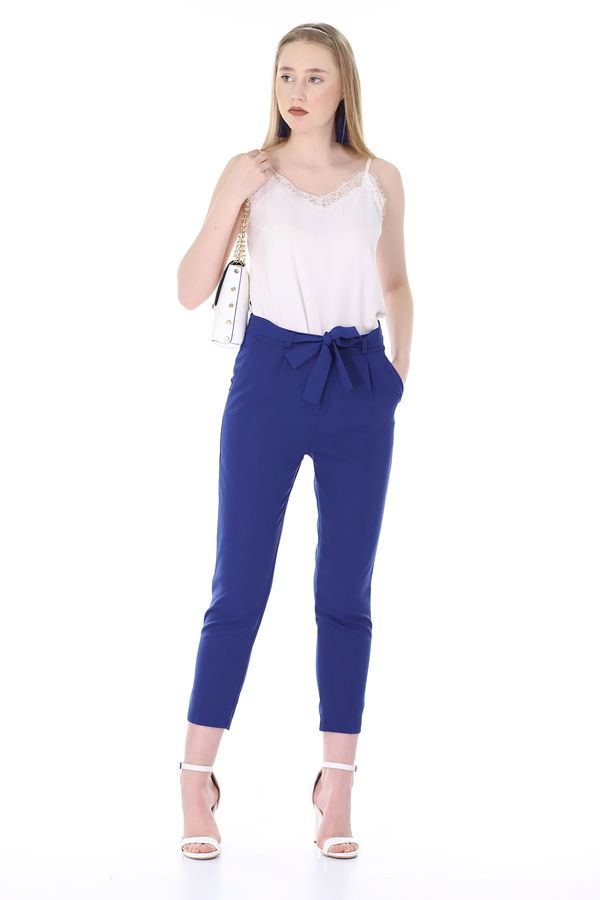 Bel Kuşaklıl Pantolon INDIGO Bel Kuşaklıl Pantolon INDIGO