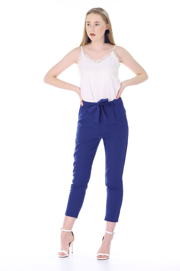 Bel Kuşaklıl Pantolon INDIGO Bel Kuşaklıl Pantolon INDIGO