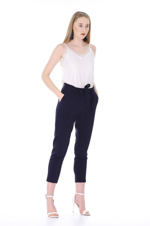 Bel Kuşaklıl Pantolon LACIVERT Bel Kuşaklıl Pantolon LACIVERT