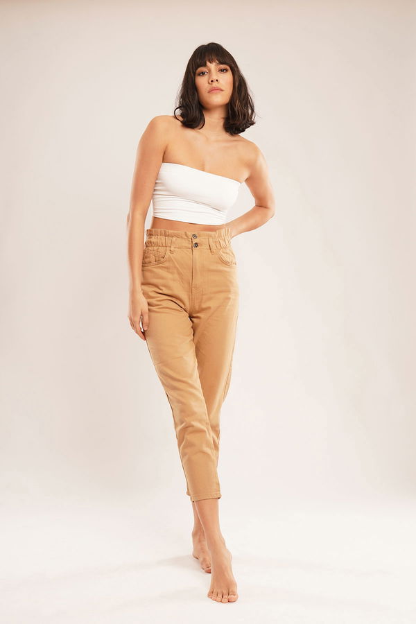 Bel Lastikli Balon Mom Jeans CAMEL Bel Lastikli Balon Mom Jeans CAMEL