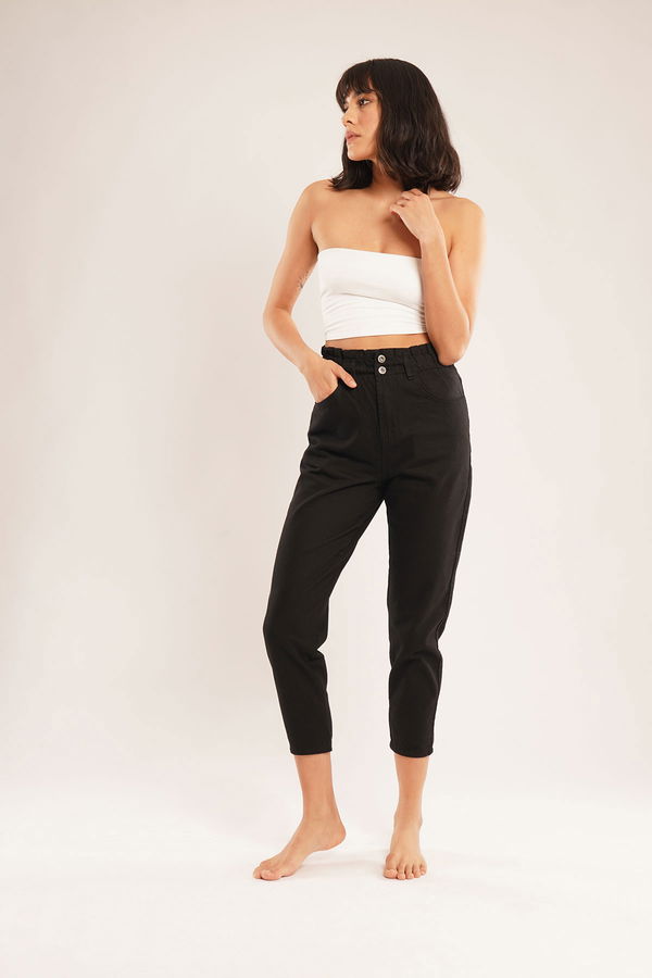 Gabria Bel Lastikli Balon Mom Jeans