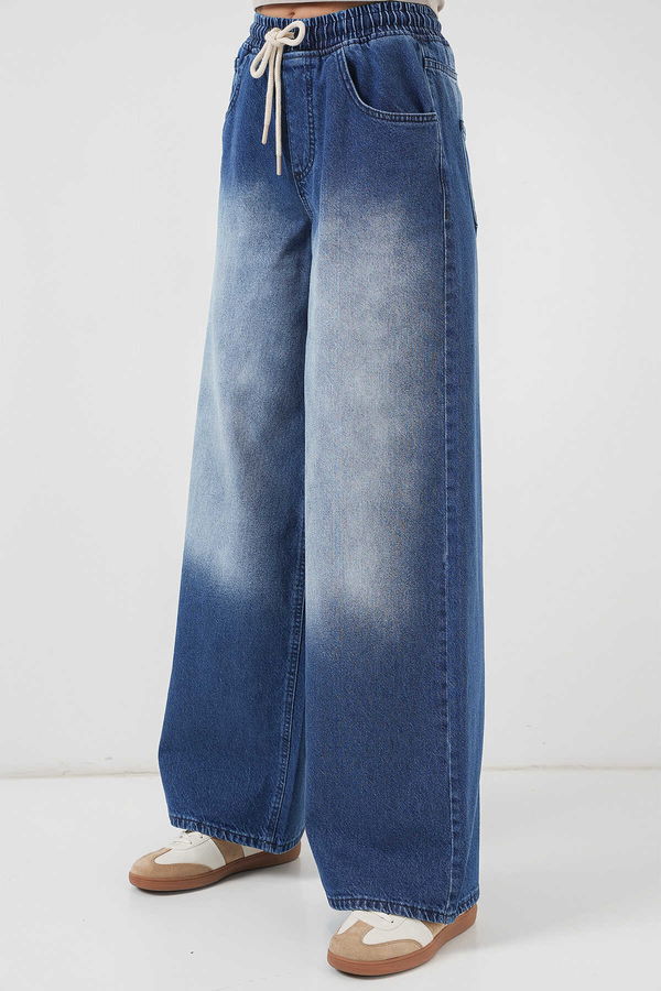 Gabria Bel Lastikli Bol Paça Jean Pantolon MAVI Gabria Bel Lastikli Bol Paça Jean Pantolon MAVI