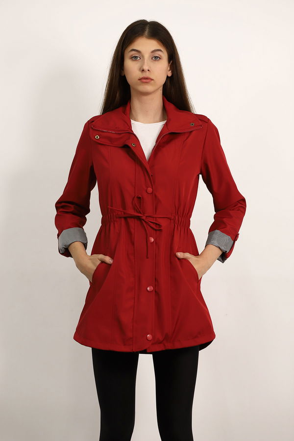 Bel Lastikli Trenchcoat BORDO Bel Lastikli Trenchcoat BORDO