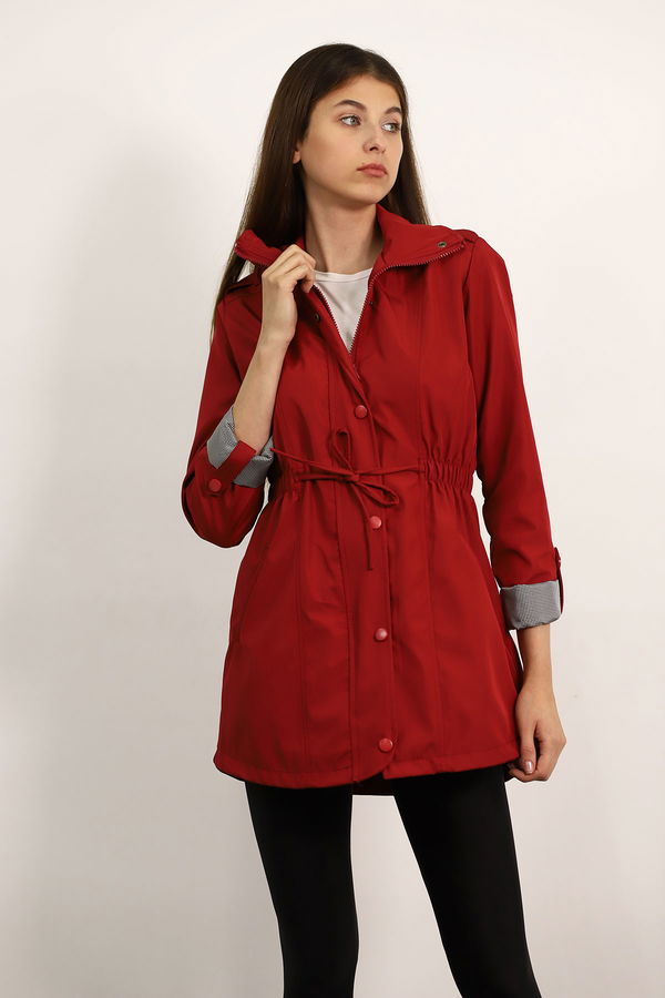 Bel Lastikli Trenchcoat BORDO Bel Lastikli Trenchcoat BORDO