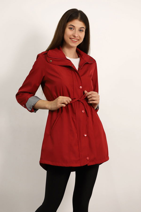 Bel Lastikli Trenchcoat BORDO Bel Lastikli Trenchcoat BORDO