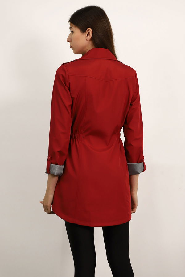 Bel Lastikli Trenchcoat BORDO Bel Lastikli Trenchcoat BORDO
