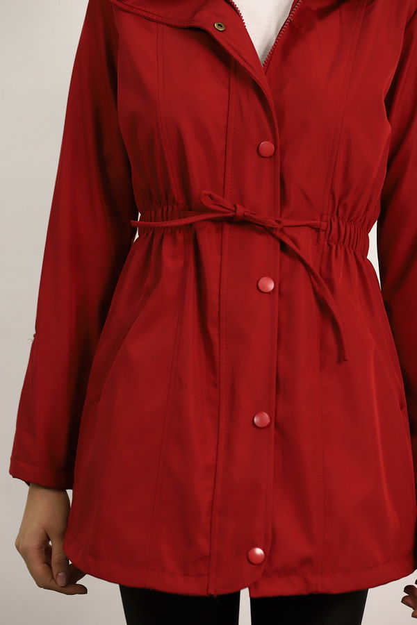 Bel Lastikli Trenchcoat BORDO Bel Lastikli Trenchcoat BORDO