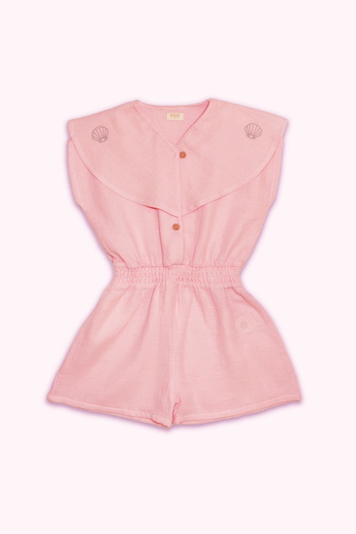 Belden Büzgülü Nakışlı Tulum PEMBE