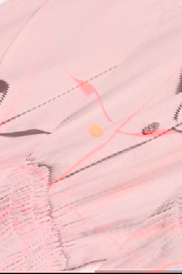 Belden Büzgülü Nakışlı Tulum PEMBE