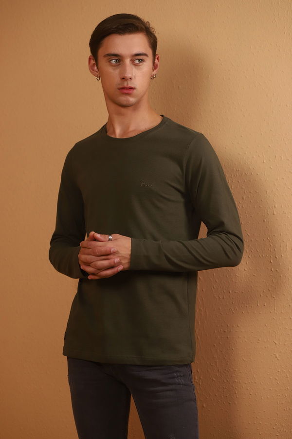 Bisiklet Yaka Nakışlı Sweat HAKI Bisiklet Yaka Nakışlı Sweat HAKI