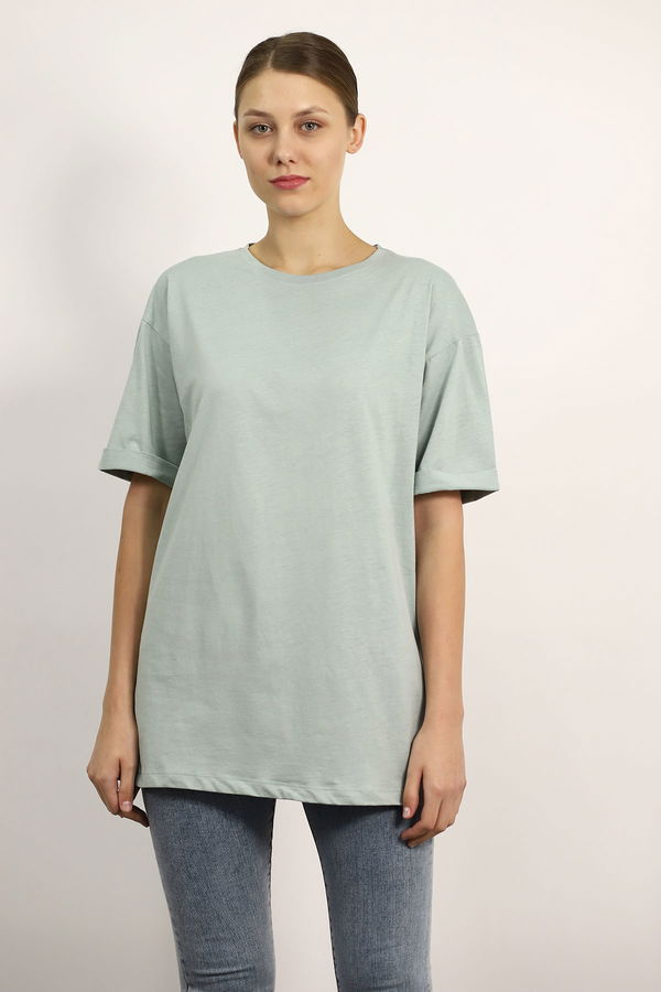 Gabria Bisiklet Yaka Basıc T-shirt MINT