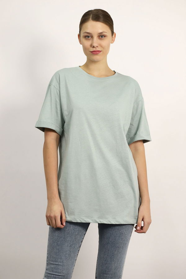 Gabria Bisiklet Yaka Basıc T-shirt MINT