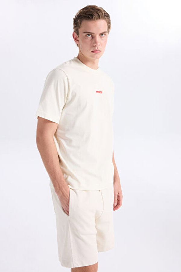 Jack & Jones Bisiklet Yaka Erkek T-shirt KREM