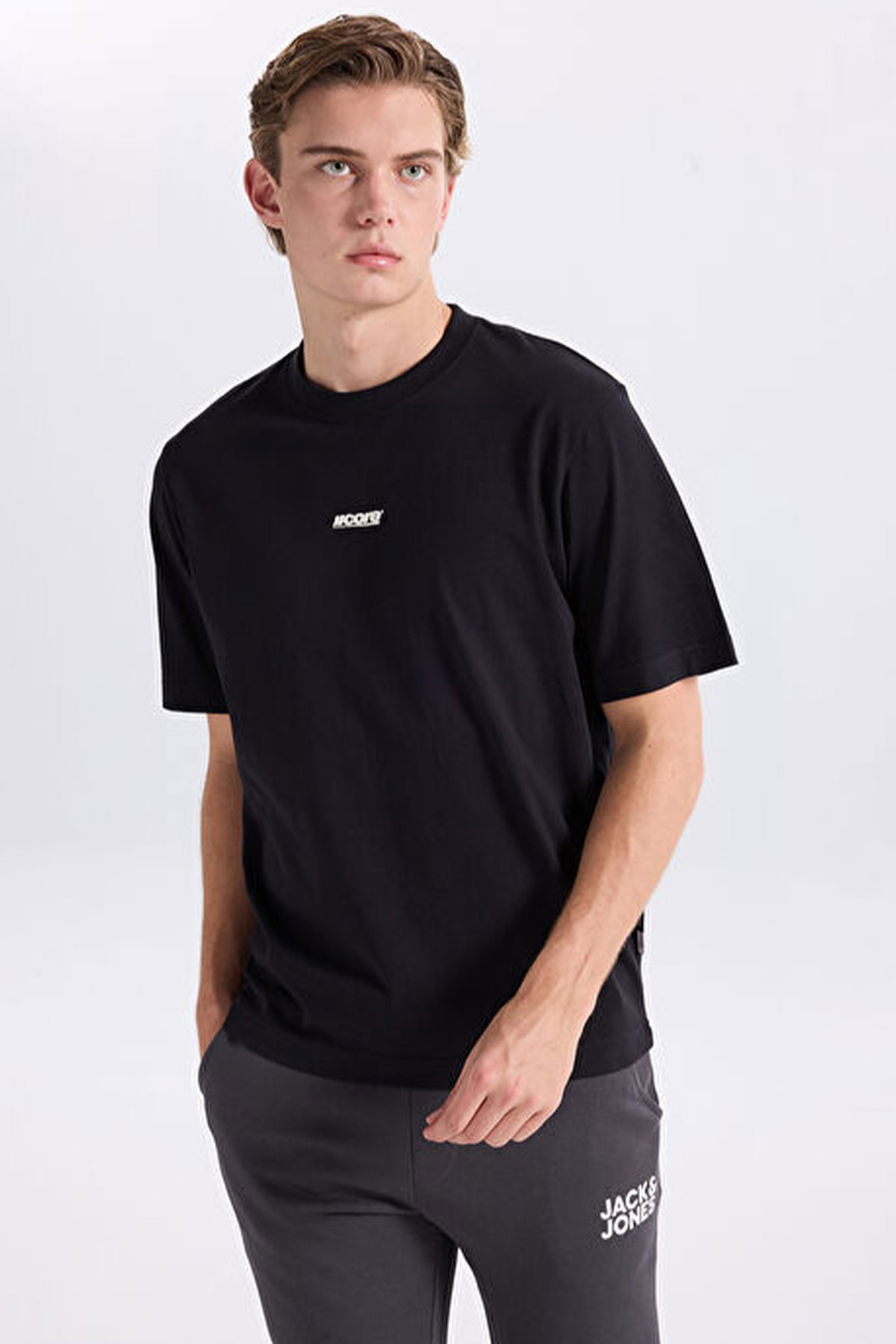 Jack & Jones Bisiklet Yaka Erkek T-shirt SIYAH