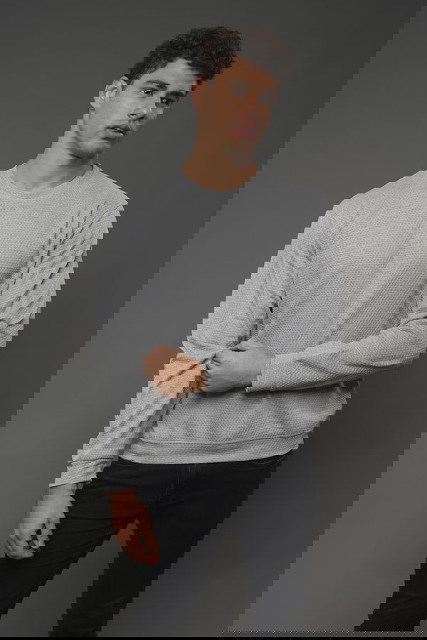 Gabria Bisiklet Yaka Kendinden Desenli Sweat Gabria Bisiklet Yaka Kendinden Desenli Sweat
