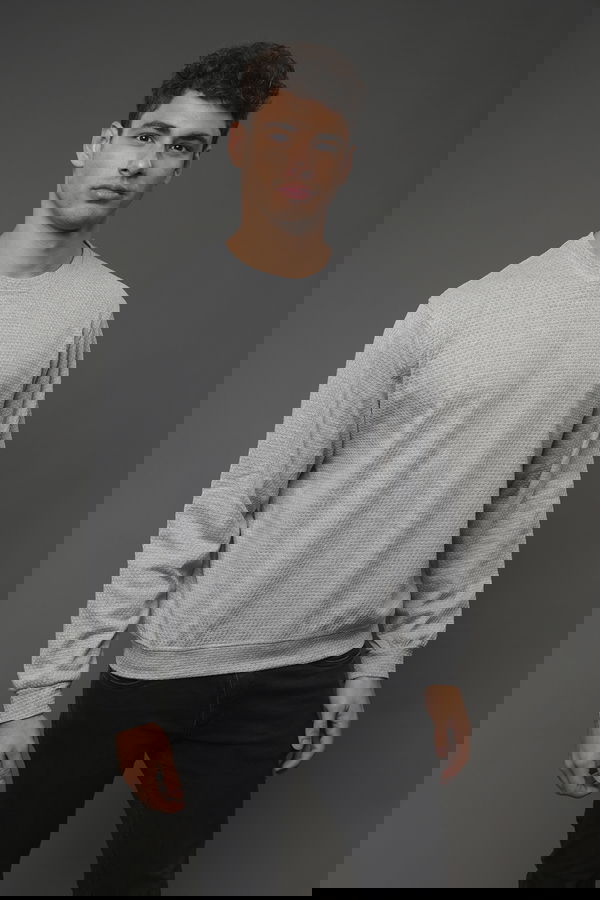 Gabria Bisiklet Yaka Kendinden Desenli Sweat Gabria Bisiklet Yaka Kendinden Desenli Sweat