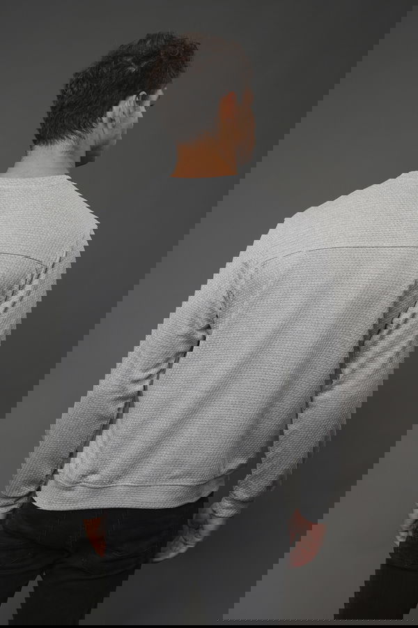 Gabria Bisiklet Yaka Kendinden Desenli Sweat Gabria Bisiklet Yaka Kendinden Desenli Sweat