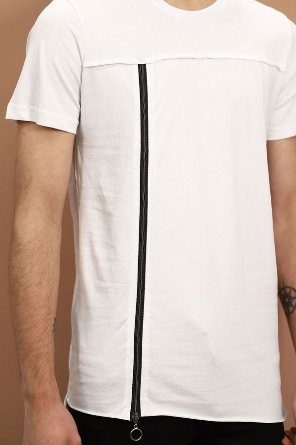 Yan Fermuarlı T-shirt Beyaz Yan Fermuarlı T-shirt Beyaz