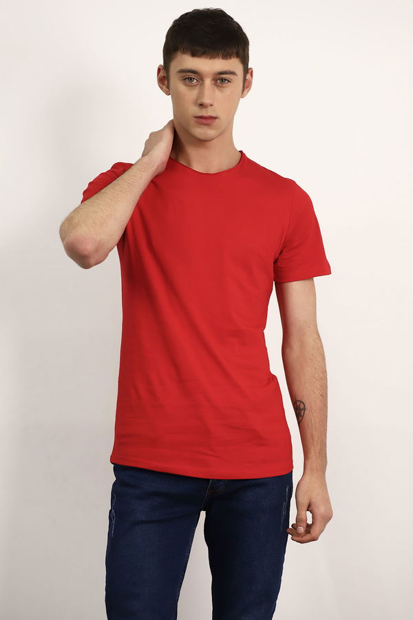 Bisiklet Yaka T-shirt Kırmızı Bisiklet Yaka T-shirt Kırmızı